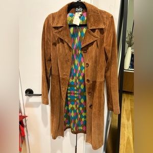 Dolce & Gabbana Brown Suede Trench Coat Jacket Sz S/M (40)